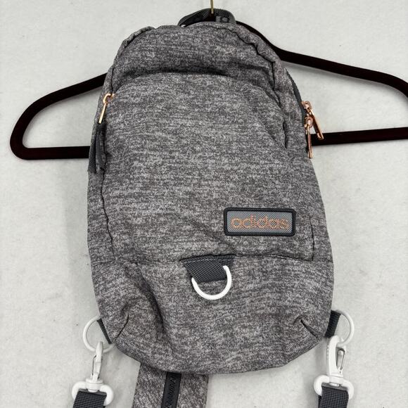 Adidas Convertible Crossbody Backpack Sling Bag Gray Zip Pockets - Picture 2 of 11